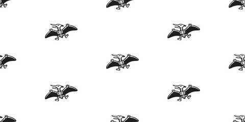 pteranodon seamless pattern flying dinosaur fossil bone skeleton cartoon Pterosaurs vector halloween doodle illustration tile background wrapping paper repeat wallpaper scarf isolated design © CNuisin