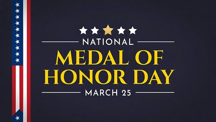 Fototapeta premium National medal of honor day march 25th with american flag elements and stars on dark background illustration