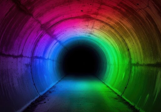 A deeply unsettling and desolate concrete tunnel stretching endlessly into darkness, symbolizing despair, isolation, and overwhelming emotional entrapment, grief, sadness, dead end