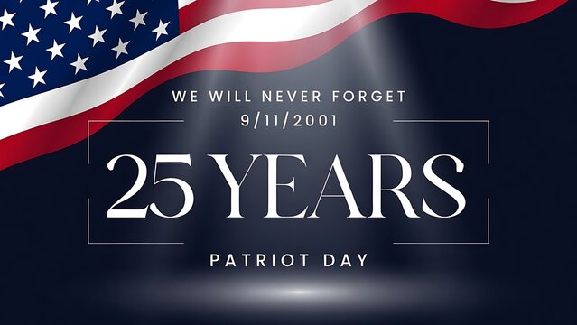 25 years patriot day 9/11/2001 we will never forget american flag memorial illustration