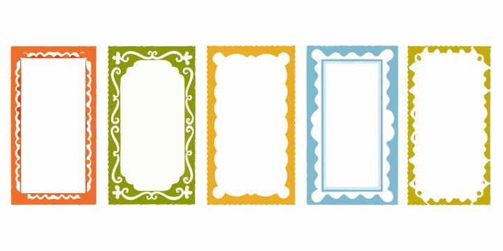 vector frame collection in bold solid colors with white background