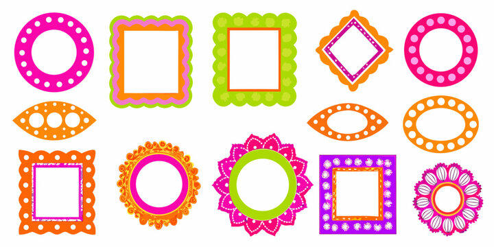 colorful retro psychedelic frames and shapes vector illustration