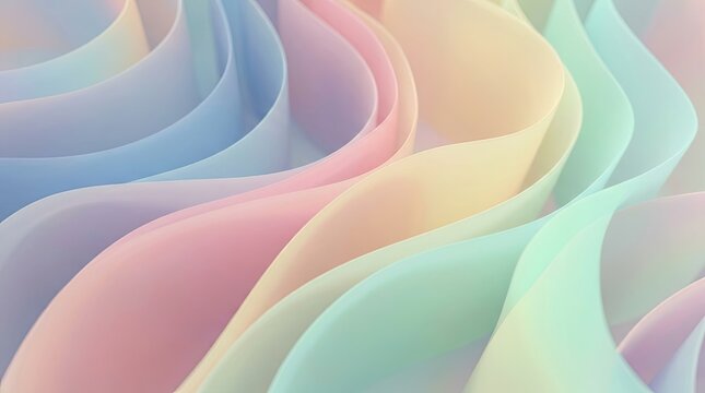 Abstract pastel-colored wave-like shapes with a gradient effect.