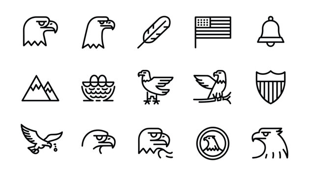 Memorial day patriotic icons american flags eagles and symbols of remembrance
