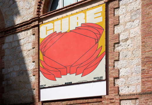 Empty square Billboard canvas. PSD template mockup.