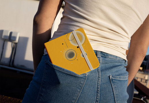 Mockup Design of Notebook Cover Shown in Back Pocket