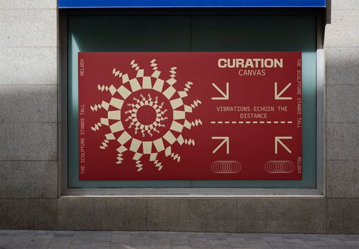 Storefront Window Display Panel. PSD template mockup.