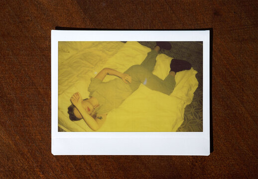 Mockup of a Wide Polaroid Instant Photo