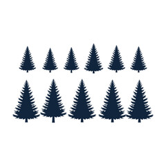 Dark blue pine tree silhouettes on white background © MSTDILRUBA