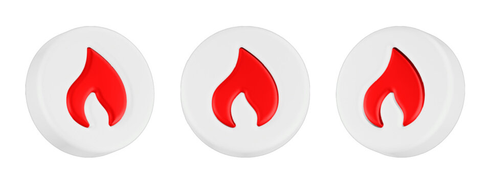 3d fire icon often used to symbolize flammability, heat, or danger