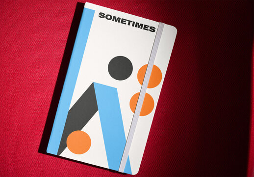 Mockup of Blank Notebook Cover on Red Background