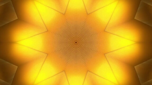 Abstract Golden Yellow and Orange kaleidoscope seamless loop background animation