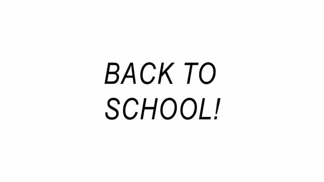 "BACK TO SCHOOL" text animation in 4K animation with alpha channel back to school animation on transparent background 