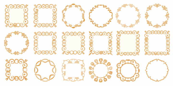 baroque and rococo frames vector set on white background