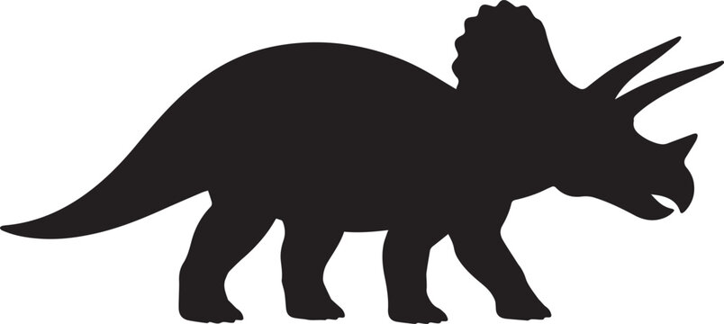 Triceratops dinosaur black silhouette.