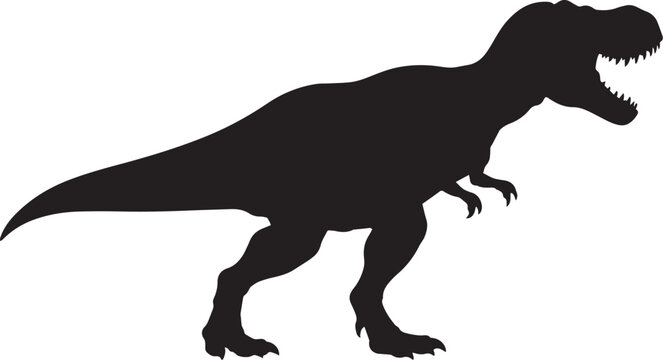 T Rex dinosaur black silhouette.