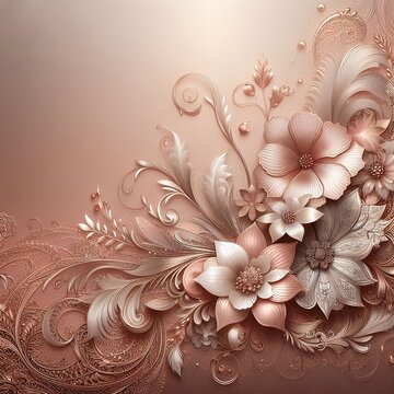 wallpaper floral, pattern, vector, design, pink rose gold background 