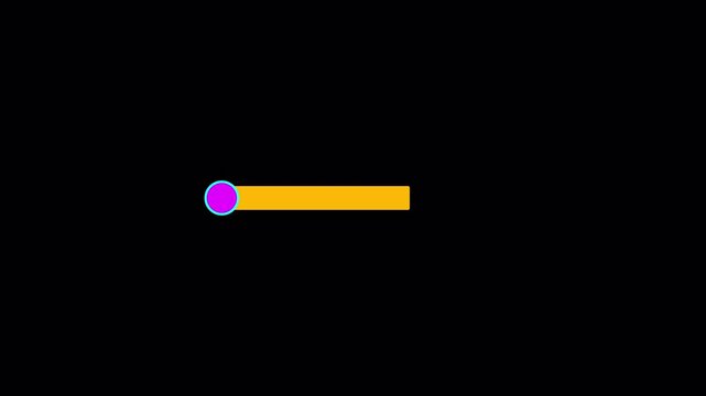 Colorful modern lower third animation featuring purple circular icon and yellow title bar isolated on black background, 4K video