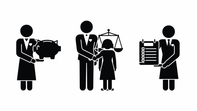 Lawyer and child in courtroom setting.