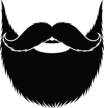 Beard and mustache silhouette vector illustration, facial hair grooming icon artwork, masculinity style design element, barber fashion concept symbol