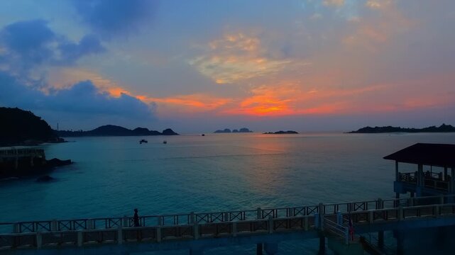 Blue Hour Aerial View Near Redang Island Jetty, Malaysia