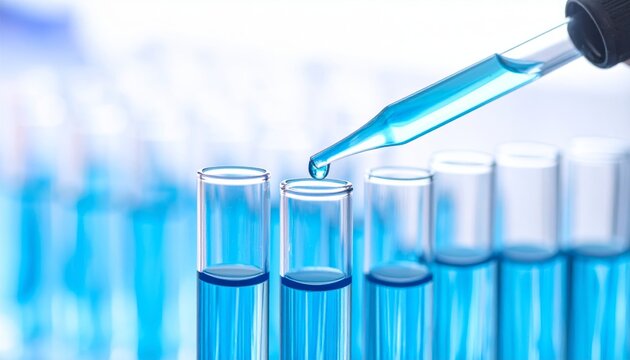 Blue liquid added to test tube with pipette