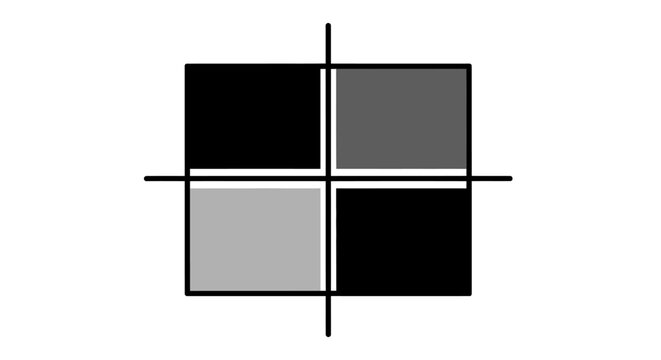 Abstract Geometric Design: Four Squares, Contrasting Colors, Clean Lines
