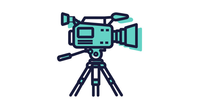 Icon of a video camera on a tripod, perfect for film production, broadcasting, and content creation projects