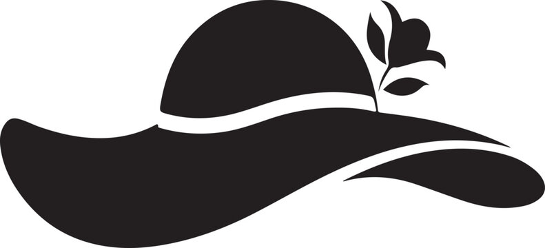 Elegant women's hat vector icon with flower decoration. stylish summer headwear design.