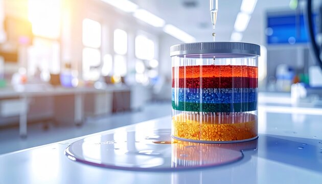Colorful Laboratory Chromatography Column with Eluting Solvent