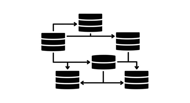 Database Network Flow Chart, Data Storage Connection Diagram