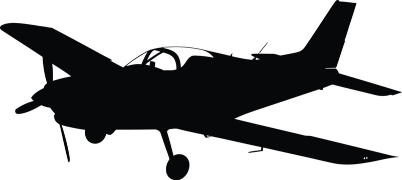 Silhouette of a small propeller plane airplane small aircraft