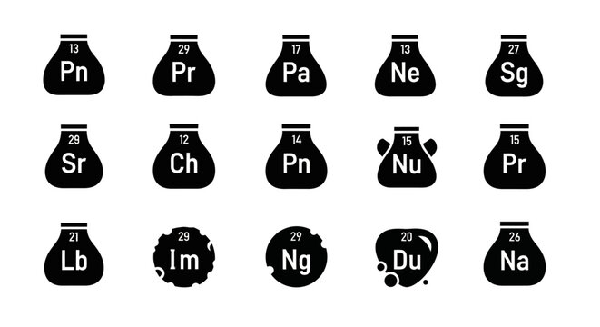 Periodic Table Elements Icons Set - Chemistry Science Symbols