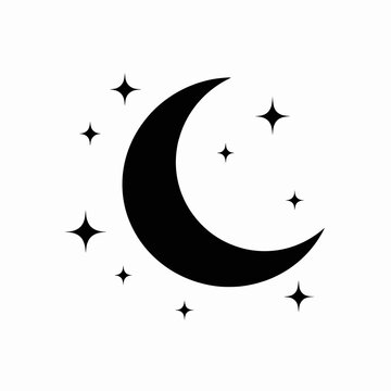 Crescent Moon with Stars Silhouette