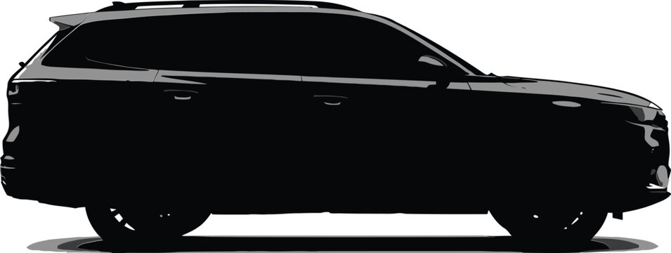 Silhouette of a sport utility vehicle (suv), side view