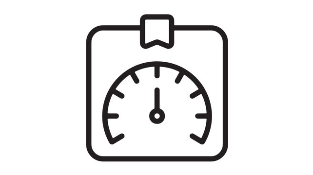 Speedometer gauge icon on a clipboard with speech bubble for performance tracking and progress reporting
