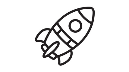 Rocket ship icon with bold black outline, simple shapes, and clean vector style for pro launch themes © Nargis