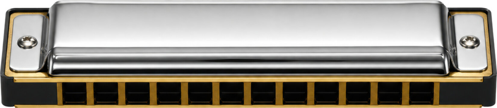Toy harmonica musical instrument isolated on transparent background