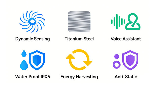 Dynamic sensing monitoring, titanium steel sturdy body, voice intelligent interaction, IPX5 waterproof, energy collection and recycling, anti-static protection suitable for smart living.

