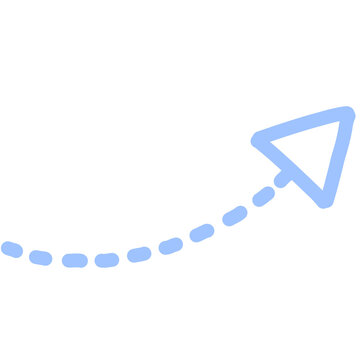 Cute dashed diagonal arrow illustration light blue color