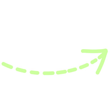 Cute dashed diagonal arrow illustration pale lime green color