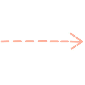 Cute dashed straight arrow illustration salmon peach color