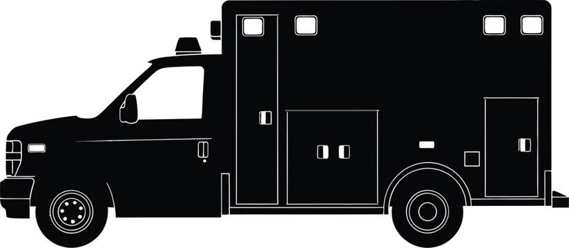 Silhouette of an ambulance vehicle, emergency medical transport