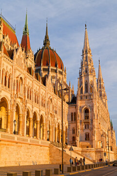 Budapest Parliament building during sunset hours