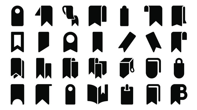 Bookmark Icons Collection Isolated on White Background