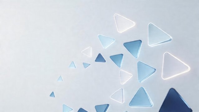 Abstract blue triangle shapes on light background