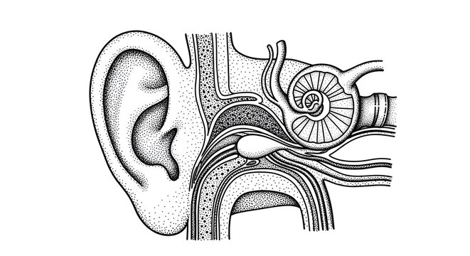 Human Ear Anatomy Medical Illustration Scientific Diagram