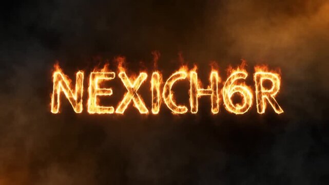 Fiery Text Animation Nexich6r Logo Burning in Smoke