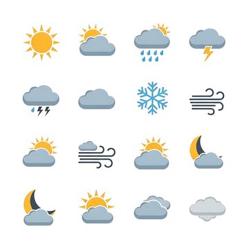 Weather forecast icons set.