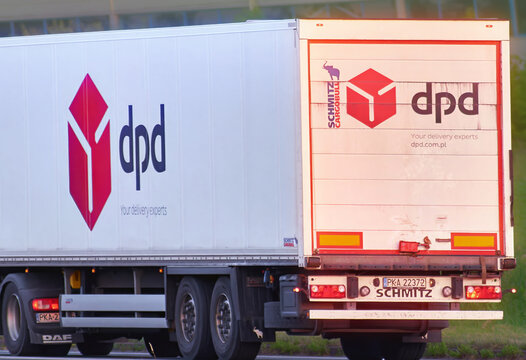 DPD logistics truck carrying e commerce shipments on road 29.08.2025 Poland, Europe